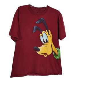 Disneyland Walt Disney World Hanes Mens T Shirt Large Red Graphic Resort Pluto